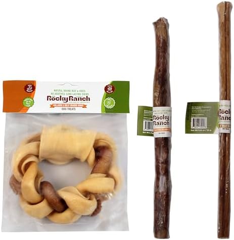 Rocky Ranch, Hard Chewer Bundle Pack, Beef Flavor, 8 oz, Adult Dog, Natural Chew Treats, Dental Care, High Protein. No additives