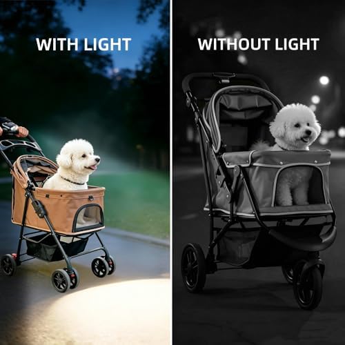 Pet Stroller Light with Horn,IPX4 Waterproof Safety LED Lights for Dog Cat