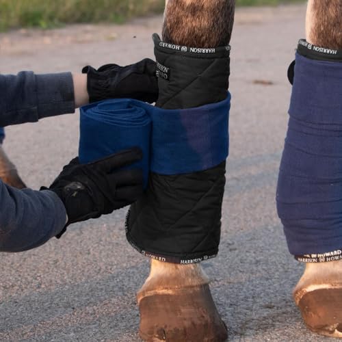 Harrison Howard Quilted Horse Leg Wraps, Standing Wraps for Horses Stable & Recovery, Soft Padded Horse Bandage Liners- Black L