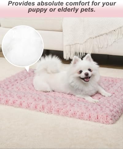Exsnugy Washable Dog Bed Mat Medium Size Fluffy Pet Crate Pad 30x19