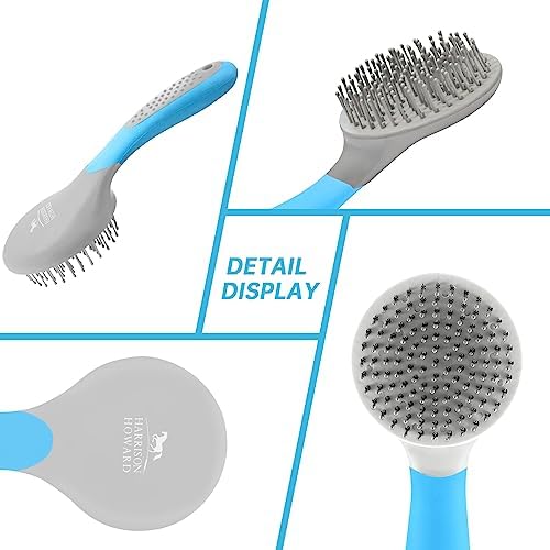 Harrison Howard Horse Mane and Tail Brush - Professional Grooming Brush, Equestrian Detangler, Non-Slip, Light Blue