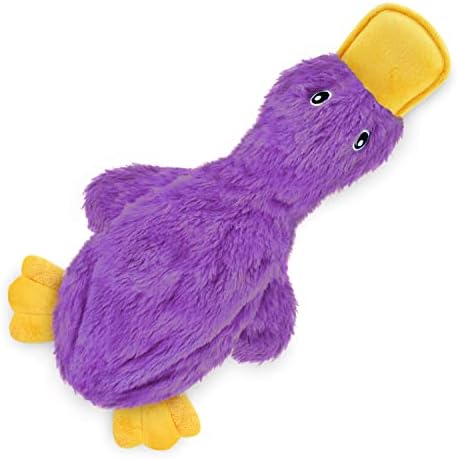 Best Pet Supplies Interactive Squeaky Dog Toy - Crinkle Duck, Purple