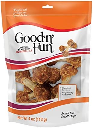 GOOD 'N' FUN Dumbbell Long-Lasting Dog Treat for Small Dogs, 4 oz (12 Pack)