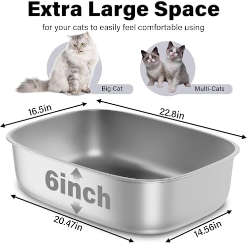Stainless Steel Litter Box,Oval Metal Litter Box XL