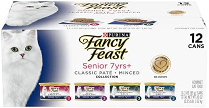Purina Fancy Feast Senior 7+ Wet Cat Food Variety Pack, 3 oz, 24-Pack
