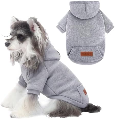 1 Pack Dog Hoodie Warm Hood Dog Sweater Cold Weather Small Dogs Sweatshirt Comfort Pet Clothes for Small Medium Dogs with Pockets Cats Chihuahua Clothes for Male Female Girl Boy Sporty Daily Wear