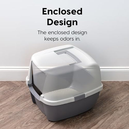 IRIS USA Large Front Door Cat Litter Box, Walk-in Entry, Gray