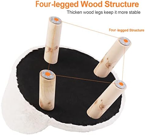 Elevated Dog Bed: Cat Bed for Indoor Cats with Cozy Pad Waterproof - Nordic Cat Stool Chair with Sturdy Wood Legs Anti Slip for Puppy Kitten