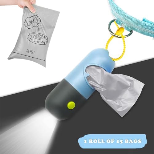YUCHIYA Dog Poop Bag Holder Dispenser with LED Flashlight(Blue)