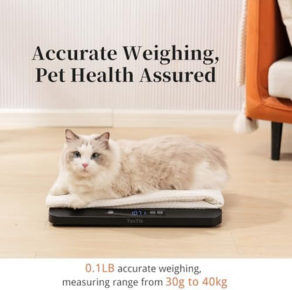 YAUYIK Digital Pet Scale, Baby Scale with Non-Slip Mat, Up to 88lb, Black