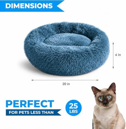 Whiskers & Friends Cat Beds for Indoor Cats & Small Dog, Fluffy Cat Bed