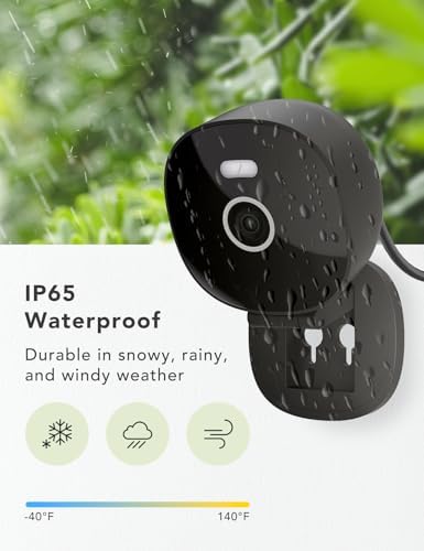 2K Security Camera Wired, Outdoor/Indoor for Home, Pet, Baby, Nanny, IP65 Waterproof Color Night Vision, White Light & Siren, Recording, Motion Detection, Compatible with Alexa,Black-2P