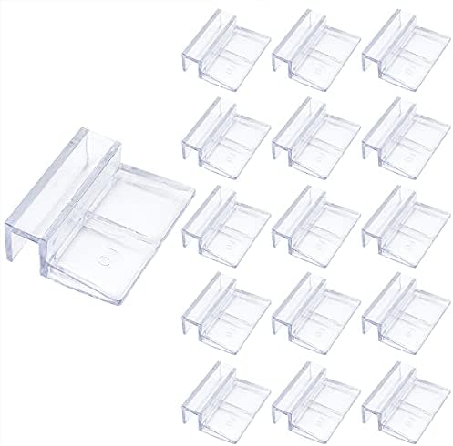 16 PCS 10mm Acrylic Aquarium Cover Clip, Clear Fish Tank Glass Cover Clip Support Holder Universal Lid Clips for Rimless Aquariums