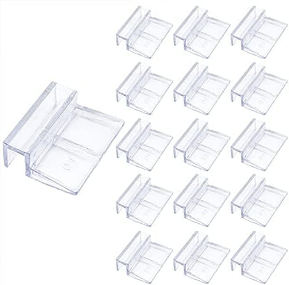 16 PCS 10mm Acrylic Aquarium Cover Clip, Clear Fish Tank Glass Cover Clip Support Holder Universal Lid Clips for Rimless Aquariums