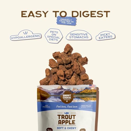 Smart Cookie Healthy Soft Dog Treats - Trout & Apple - Grain Free Limited Ingredient Training Treats for Dogs with Sensitive Stomach & Allergies, Natural Novel Protein, Made in the USA (5oz.)