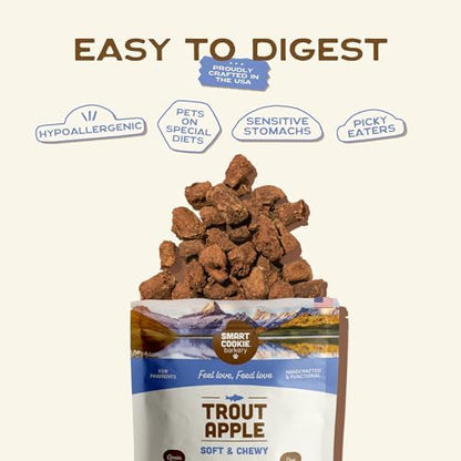 Smart Cookie Healthy Soft Dog Treats - Trout & Apple - Grain Free Limited Ingredient Training Treats for Dogs with Sensitive Stomach & Allergies, Natural Novel Protein, Made in the USA (5oz.)