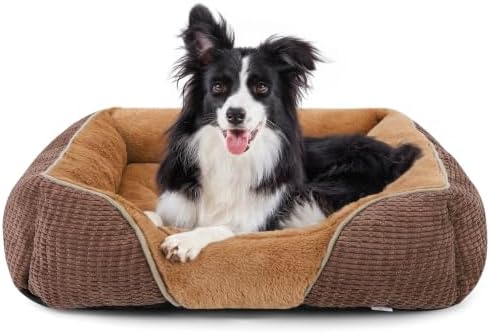MIXJOY Dog Beds for Medium Dogs Washable, Calming Pet Bed Medium Size Dog, Soft Rectangle Pet Beds Sofa Cuddler, Orthopedic Sleeping Rabbit-Velvet Cozy Puppy Bed with Anti-Slip Bottom (30x24in)