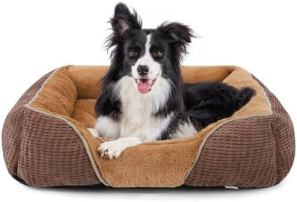 MIXJOY Dog Beds for Medium Dogs Washable, Calming Pet Bed Medium Size Dog, Soft Rectangle Pet Beds Sofa Cuddler, Orthopedic Sleeping Rabbit-Velvet Cozy Puppy Bed with Anti-Slip Bottom (30x24in)