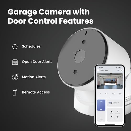 Feit Electric Smart Garage Door Camera, 2-Way Audio, Live Streaming, Human Motion Detection, 24/7 Recording, Infrared Night Vision, Remote Closure & Alerts, Alexa/Google Asst Compatible, CAM/GAR/WiFi