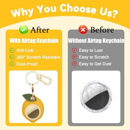 Leather Keychain Holder Case for AirTag, Cute Protective Cover for Apple Airtag KeyChain, GPS Tracker Item Finder