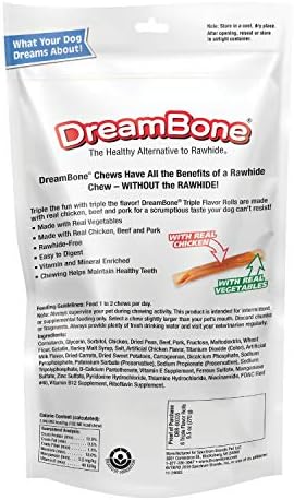 DreamBone Rolls Rawhide-Free Dog Treats with Real Protein, 6 Count