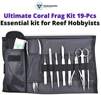 10FK Ultimate Coral Fragging and Coral Propagation Kit for Reef Hobbyists - 19 Pcs, Rollup case, Stainless Steel Instruments