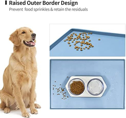 Silicone Dog Food Mat Waterproof Pet Feeding Tray for Medium and Large Dogs
