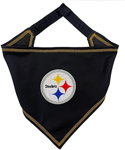 Pets First NFL Pittsburgh Steelers TIE Bandana, Small/Medium. Dog Bandana Scarf Bib for Pet Cat Dog. The Ultimate Game-Day, Party Bandana (PIT-3550-S-M)