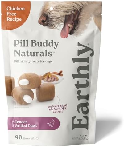 Presidio Earthly Pill Buddy Naturals - Duck (Chicken-Free) Pill Hiding Treats for Dogs - Pill Pocket for Any Size Medication - 90 Servings