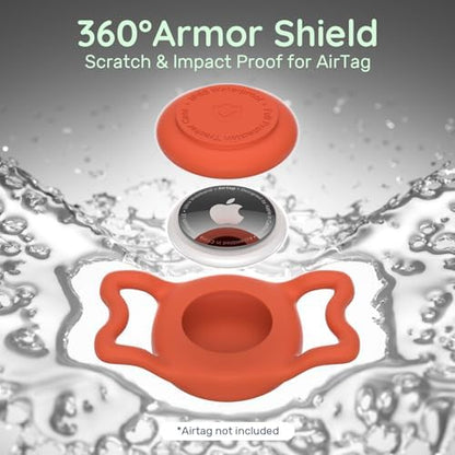 IP68 Waterproof Dog AirTag Holder for Dog Collar, Soft, Stretchy Silicone