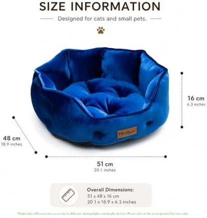 Royal Blue Cat Bed for Indoor Cats, Removable Cushion Bed