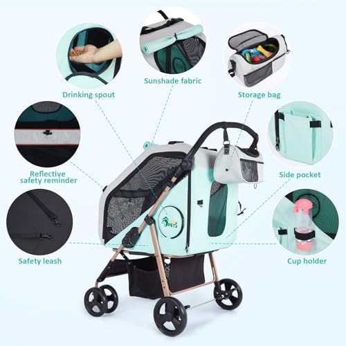 Ownpets 3 in 1 Dog Stroller & Car Seat, Foldable Dogs Carrier
