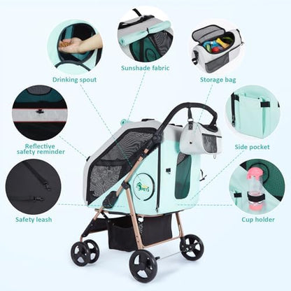Ownpets 3 in 1 Dog Stroller & Car Seat, Foldable Dogs Carrier