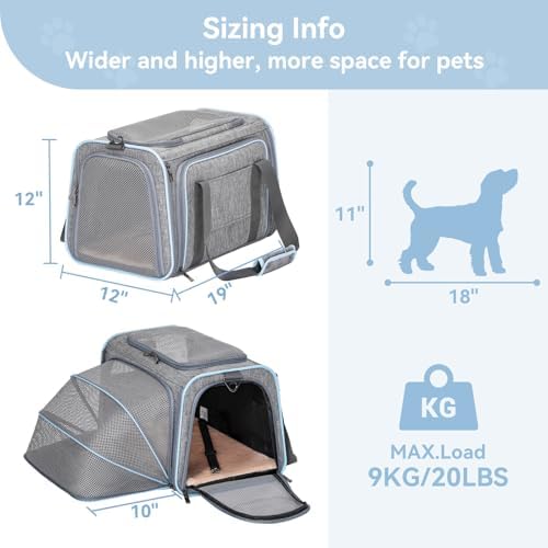 Petsfit Large Expandable Cat Carrier for Travel, Up to 18 lb