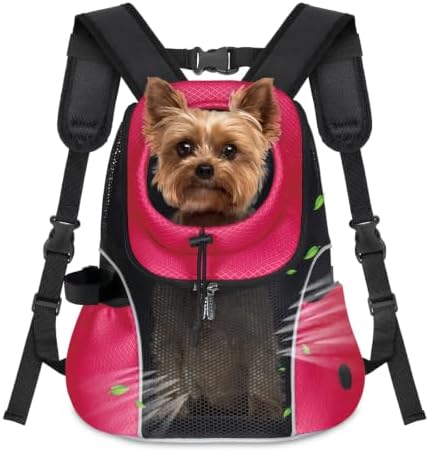 WOYYHO Pet Dog Carrier Backpack, Ventilated Mesh Small Dog Front Backpack