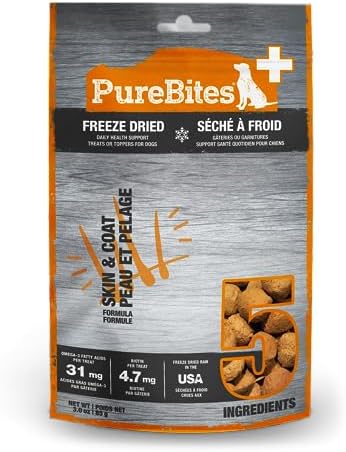 PureBites +Skin & Coat Freeze Dried Dog Treats, 3 oz