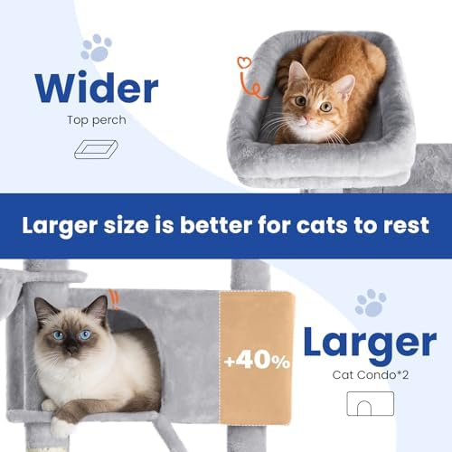 ABCPET 82" Tall Heavy-Duty Multi-Level Large Cat Tree Tower, Light Grey