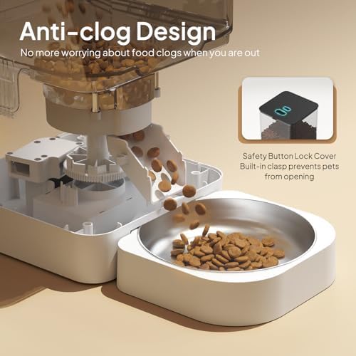 VOLUAS Automatic Cat Feeder, 6L Timed Dry Food Dispenser for Cats & Dogs