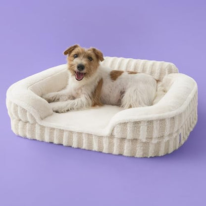 LE SURE Cute Cozy High Back Orthopedic Dog Beds Medium Size Dog,28" Beige