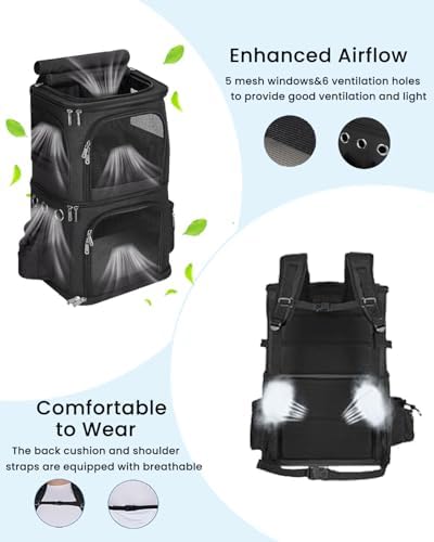HOVONO Double Cat Carrier Backpack for 2 Cats or Small Dogs,Large Space, L
