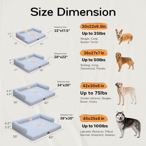 MEKIY Orthopedic XL Dog Bed with Bolster for Extra Large Size Dogs