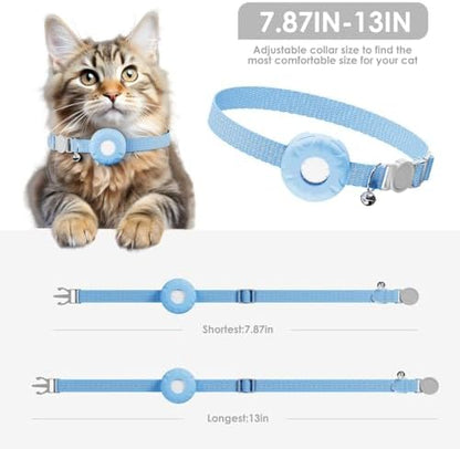 Cat Tracker, GPS Tracker Compatible with Apple Find My App(Only iOS), Waterproof Cat Trackers Collar with Bell and Safety Elastic Buckle,No Monthly Fee Pet Tracker,Blue
