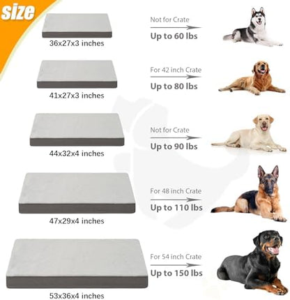 KSIIA Orthopedic Dog Bed for Extra Large Dogs with Waterproof, Grey, 47x29