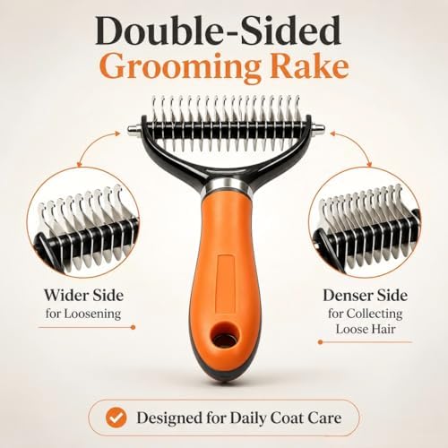 Double Sided Pet Grooming Rake, Extra Wide Deshedding Brush for Dogs Cats, Professional Long Hair Pet Shedding Comb Effectively Reduces Loose Hair (green)