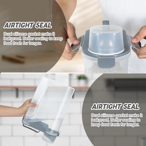Airtight 10 Lbs Rice Storage Container Pet Dog Cat Food Holder 5 Lbs - Grey