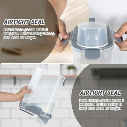 Airtight 10 Lbs Rice Storage Container Pet Dog Cat Food Holder 5 Lbs - Grey