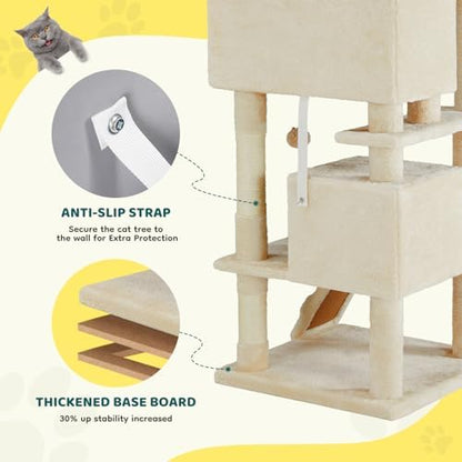 54 Inch Cat Tree Tower with Sisal Scratching Post