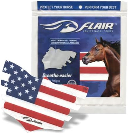 Flair Equine Nasal Strips for Horses (USA, 6 Pack), Adhesive Equine Nasal Strips & Support, Breathing Improvement for Competition and Training Horses, Equine Health Supplies, Breathing Aid