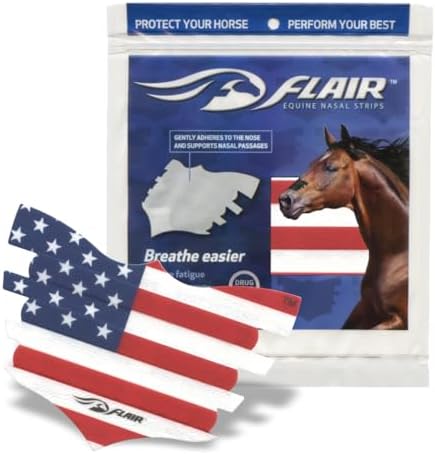 Flair Equine Nasal Strips for Horses (USA, 6 Pack), Adhesive Equine Nasal Strips & Support, Breathing Improvement for Competition and Training Horses, Equine Health Supplies, Breathing Aid