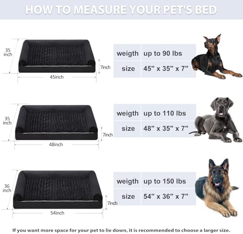 BFPETHOME Orthopedic Washable XXL Dog Bed for Senior Dog Cozy Sleep